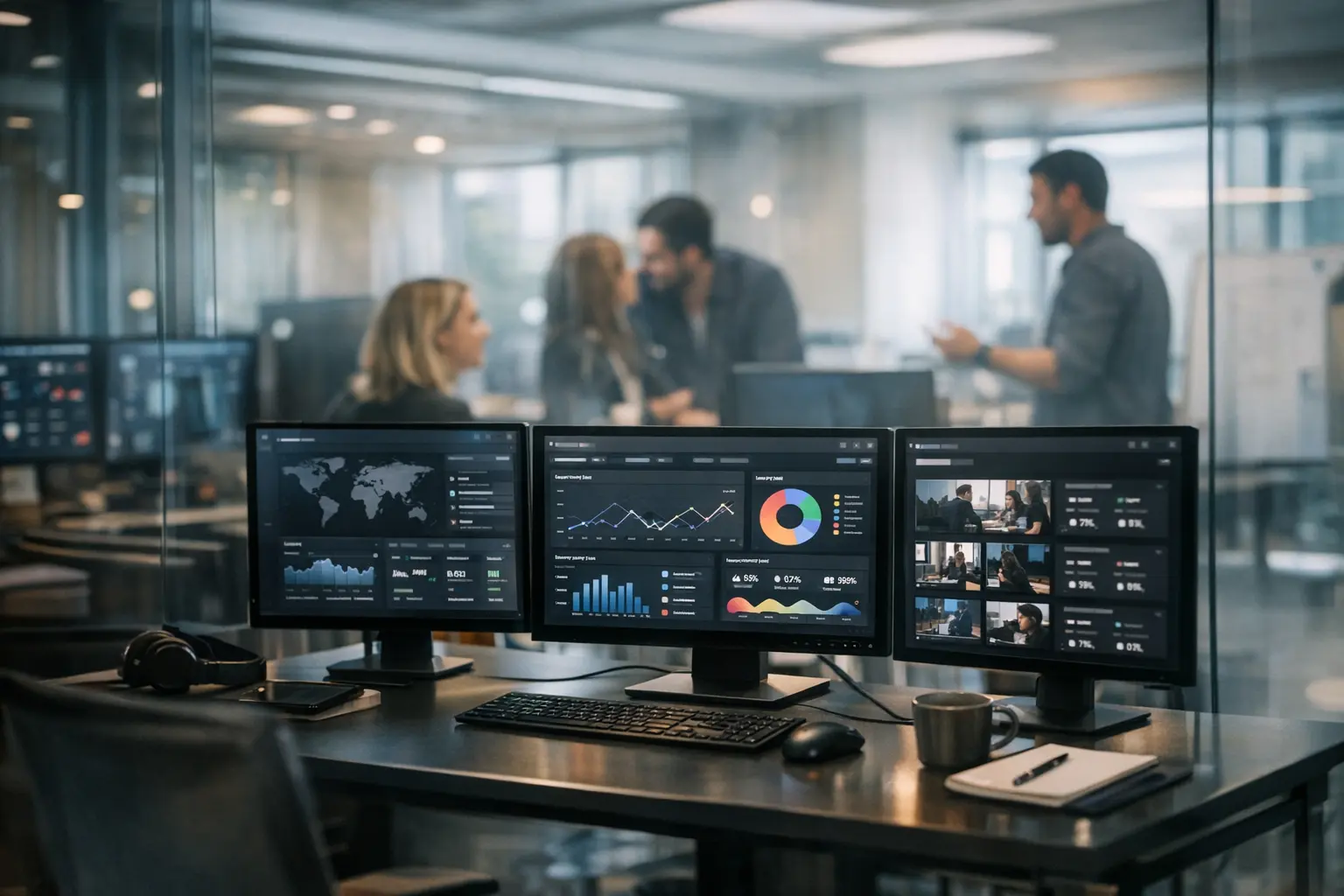 Agency team managing multiple client social media accounts through AI